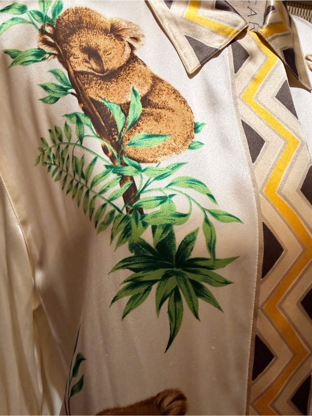Rare Vintage Escada Margaretha Ley NWT Silk Koala Safari Print Blouse - Picture 2 of 5